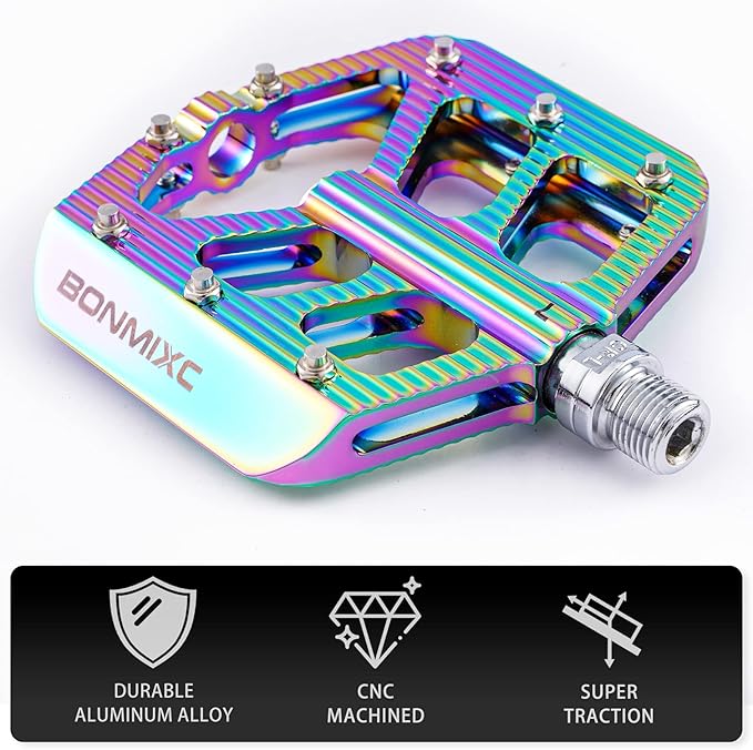 Bike Pedals 9/16 Mountain Bike Pedals Non-Slip Aluminum Alloy Large Platform Sealed Bearing Flat Road Bicycle Pedals
