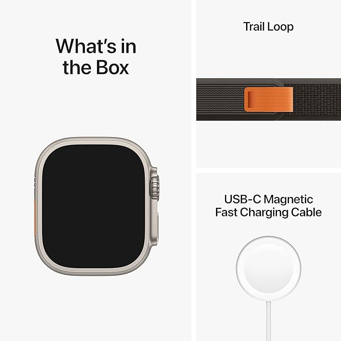 Apple Watch Ultra [GPS + Cellular 49mm] Titanium Case with Black/Gray Trail Loop, S/M (Renewed)