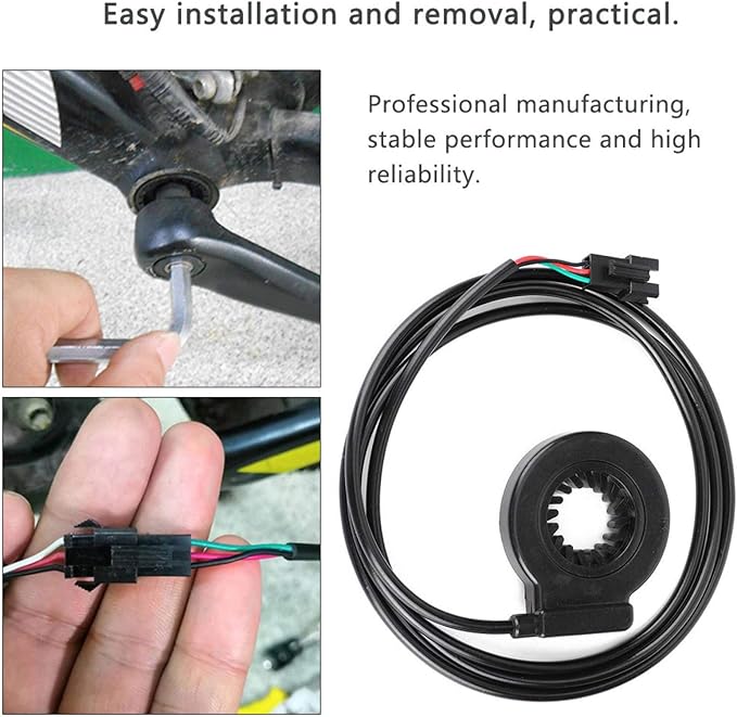Alomejor Electric Assist Sensor,Lightweight Plastic 12 Pulse Bicycle Sensor 3.6ft Cable for Commuters Trail Riders Urban Cycling