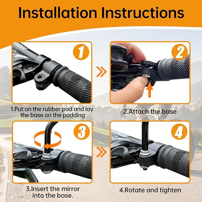 Bike Mirrors for Handlebar Mount, Bicycle Rear View Mirror, HD Glass Bike Rear View Mirrors, Universal Bicycle Mirrors for E-bike, Mountain Bike, City Bikes & Scooter (Left 0.87-0.98")