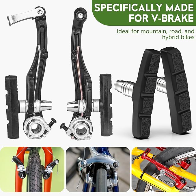 Bike Brake Pads, 70mm Universal V Brake Pads, 4PCS Mountain Bike Brake Pads Set with Allen Wrench, Compatible with Cruiser Road BMX Hybrid Folding Bikes, Bicycle Brakes Replacement