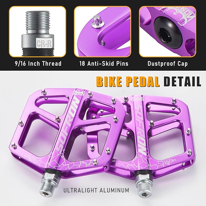 Lightweight Bike Pedals - Non-Slip Mountain and Road Bicycle Pedals for BMX