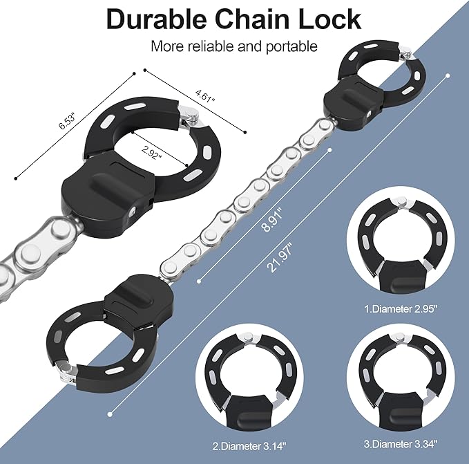 Electric Scooter Lock, Heavy Duty Anti Theft Chain Lock with Key, Accessories for Bike, E-Bike, Bicycle, Motorcycle, Scooter, Made of Zinc Alloy, Anti-Shear, Anti-Rust, 36 x 4.6 Inch, Black