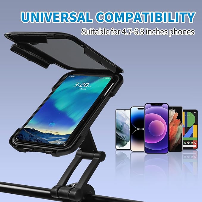 Waterproof Bike Phone Mount, Touch-Screen Bicycle Phone Holder, Universal Waterproof Cell Phone Bag 360°Rotatable Motorcycle Scooter ATV MTB Phone Mount Holder for 4.7-6.8" Smartphones