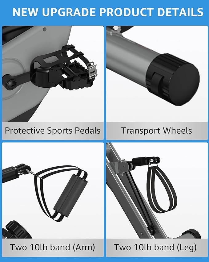 Folding Exercise Bike for Seniors, 5 IN 1 Foldable Stationary Bike with Tri-Position Ride, 300LBS Capacity and 6.6 LBS Magnetic Flywheel, Designed for Home Workout