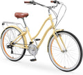 sixthreezero EVRYjourney Women's Steel Beach Cruiser Bike, Hybrid Bicycle, Step Through Frame with Rear Rack and Fenders, 26-Inch Wheels, Multiple Speed Options and Colors