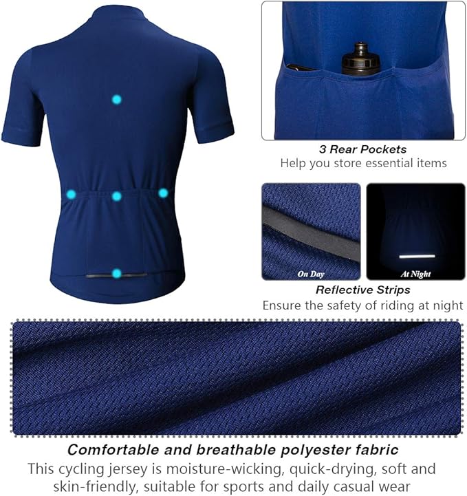 CATENA Men's Cycling Jersey Short Sleeve Shirt Running Top Moisture Wicking Workout Sports T-Shirt