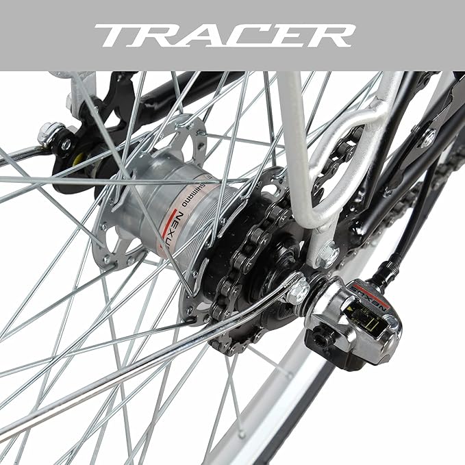 Tracer Osaka Hybrid Bikes, Steel Frame, Shimano Nexus Inter 3/7 Speed, Brown Seat Brown Grips, Road Bike, City Bike, Multiple Colors