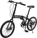 Ktaxon 20 in Folding Bike Adult Bike, 7-Speed Folding Bicycle with 100% Assembled, Double Shock Effect, Powerful Mechanical Dual Disc Brakes and Adjustable Design (Black & Green)