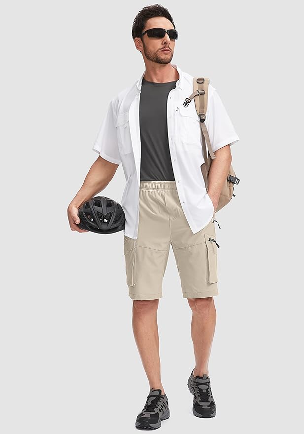 Bikewa Men's Mountain Bike Shorts 3D Padded Loose-fit Biking Riding Cycling Bicycle Biker Shorts Zipper Pockets