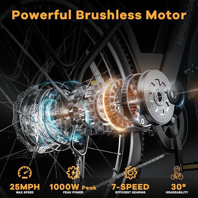 1000W/1500W Peak Electric Bike for Adults,up 80 Miles Removable Battery Ebike, 26/24''" UL Certified Electric Mountain E Bike,Adult Electric Bicycles for Commute Beach Snow