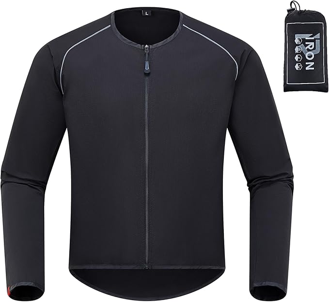 IRON JIA'S Motorcycle Jacket Windproof Liner, Water-Repellent, UPF 40+ Sun Protection, Breathable, Compact and Packable (No Armor) L