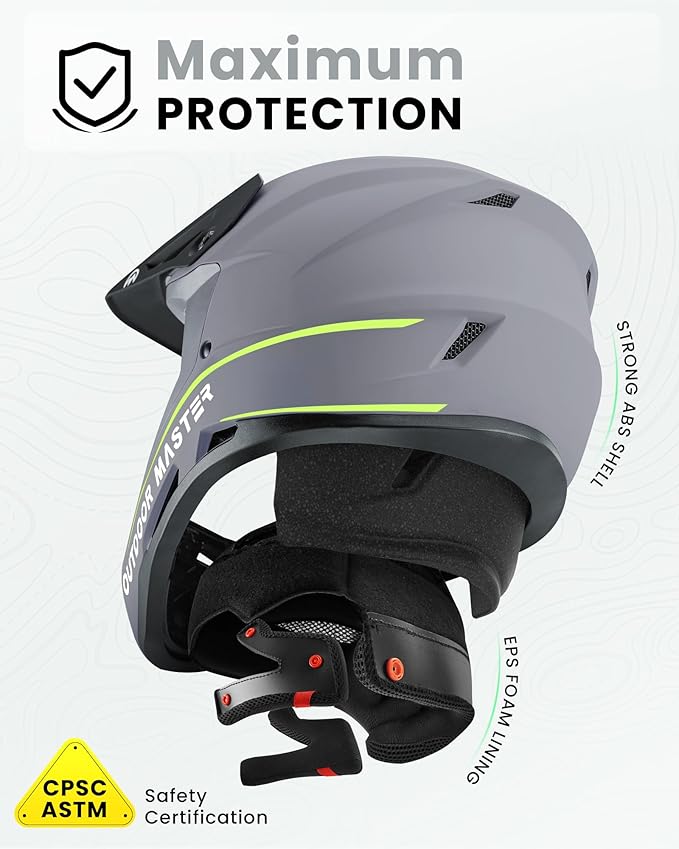 OutdoorMaster Full Face Mountain Bike Helmet for Men & Women - Durable, Impact Resistant, Ventilated, Adjustable Visor - Downhill Race BMX MTB Helmet