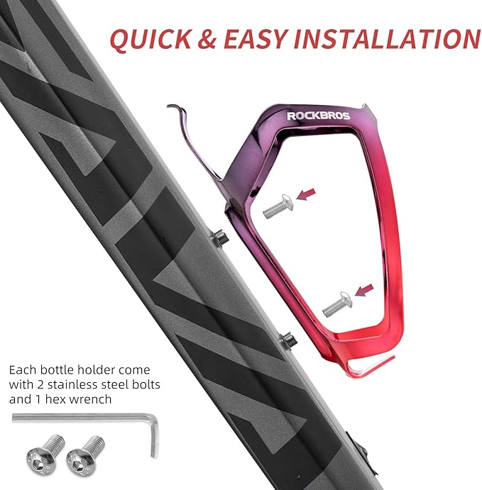 ROCKBROS Durable Aluminum Water Bottle Holder Bike Bottle Holder with Electroplating & Integrated Molding - Lightweight for Bicycle MTB, Road/Mountain Bikes