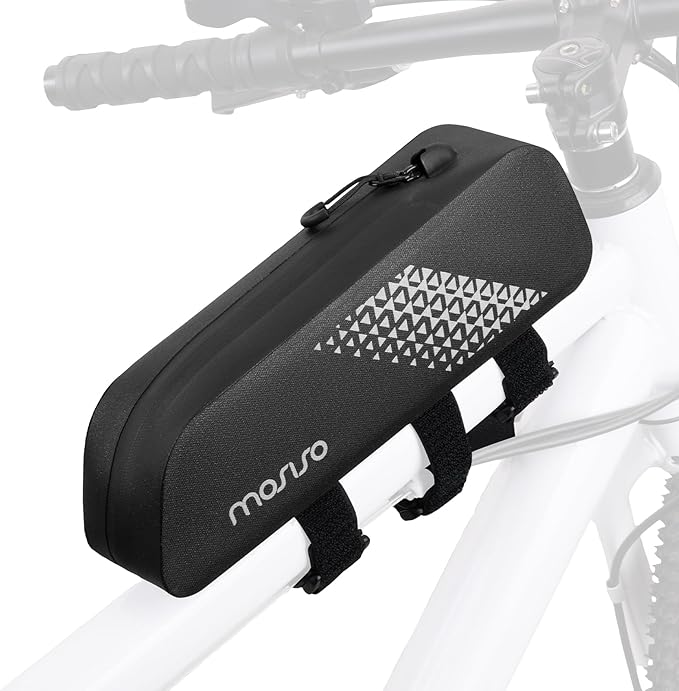MOSISO Bike Frame Bag Top Tube Bike Bag, Waterproof Bicycle Front Frame Bags with Detachable Shoulder Strap, Cycling Accessories Tools Pouch Storage for Road Mountain Cycling, Black