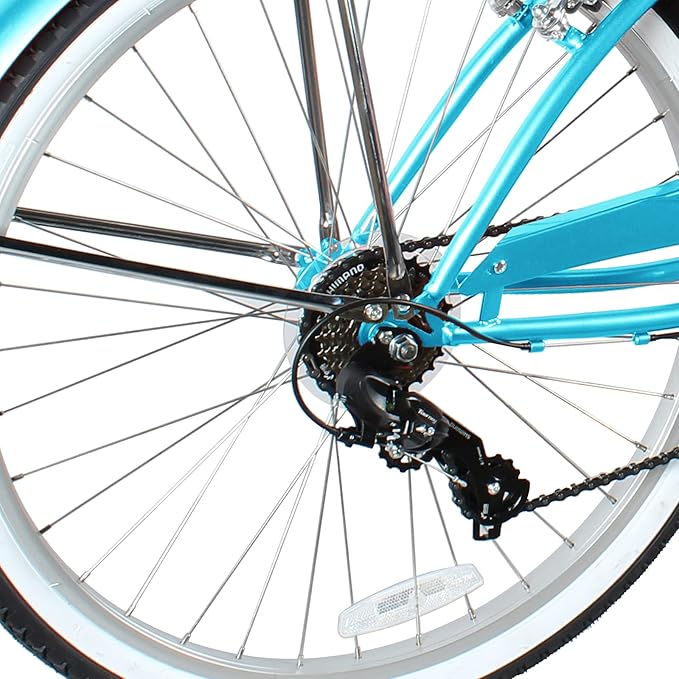 MICARGI 24/26 Inch Adult Cruiser Bicycle Hybrid Bike 1/7 Speeds Commuter Bike for Women, Men, Seniors,Step-Through or Step-Over Bike Steel Frame Multi Colors Style