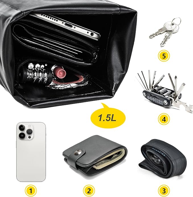 Rhinowalk Bike Saddle Bag Waterproof Bicycle Bag Cycling Seat Bag Mountain Road Portable Storage Bag, 2.5L