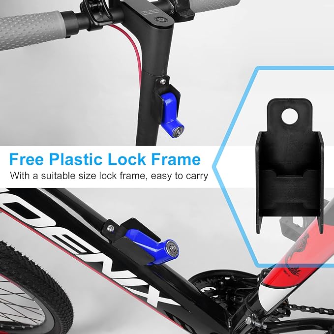 Ainiv Disc Brake Lock, Anti-Theft Cable Lock for E Scooter, Bike, Electric Bike, Skateboards, Strollers, Lawnmowers - Waterproof 5FT /12mm Cable with 2 Keys - Blue