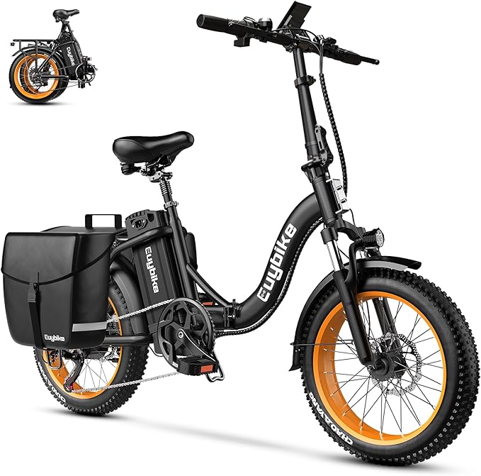 Folding Electric Bike for Adults with Peak 1000W Motor, 48V 20AH Battery up to 30MPH 80 Miles, 20" Fat Tire All Terrain Ebike, Front Suspension 7-Speed Commuter E Bike, Step-Thru, UL Certified