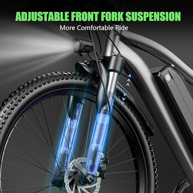 26'' Electric Bike for Adults 1200W Peak Motor 55 Miles Long Range 25MPH Commuter E-Bike with 7 Speed Gears IPX7 Waterproof Pedal Assist Electric Mountain Bicycle for Men