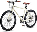 VIRIBUS Hybrid Bikes, 28 inch Mens Hybrid Bicycle 7 Speed with Lightweight Aluminum Frame & Disc Brakes, 700C Retro Vintage Adult Bike for Tall Men & City Commuters, 85% Pre-Assembled