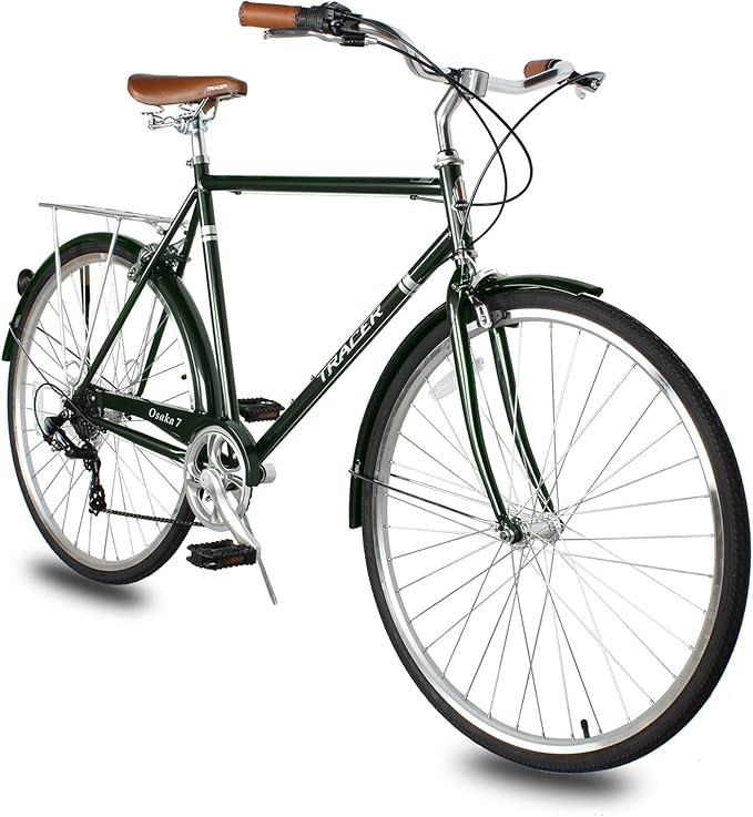 Tracer Osaka Hybrid Bikes, Steel Frame, Shimano Nexus Inter 3/7 Speed, Brown Seat Brown Grips, Road Bike, City Bike, Multiple Colors