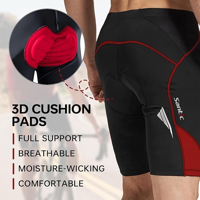Santic Men's Cycling Shorts Padded Bicycle Riding Pants Bike Biking Clothes Cycle Wear Tights