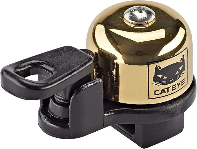 CATEYE OH-2400 FlexTight™ Bell – Modern Brass Bike Bell, Tool-Less FlexTight™ Mount Fits Road, MTB, Gravel Bikes, Easy Install, Clear and Loud Sound
