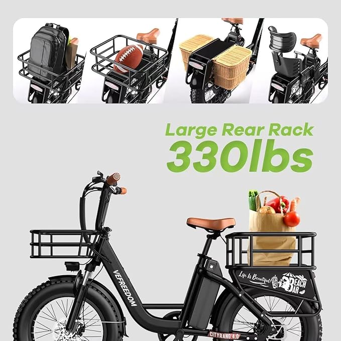 EUY Electric Bike for Adults with Peak 1500W Motor, 48V 20Ah Removable Battery Fast Ebike,Max 70Miles & 30MPH,20" x4.0 Fat Tire Commuting Electric Mountain Bike,7-Speed, Step-Thru Bicycle