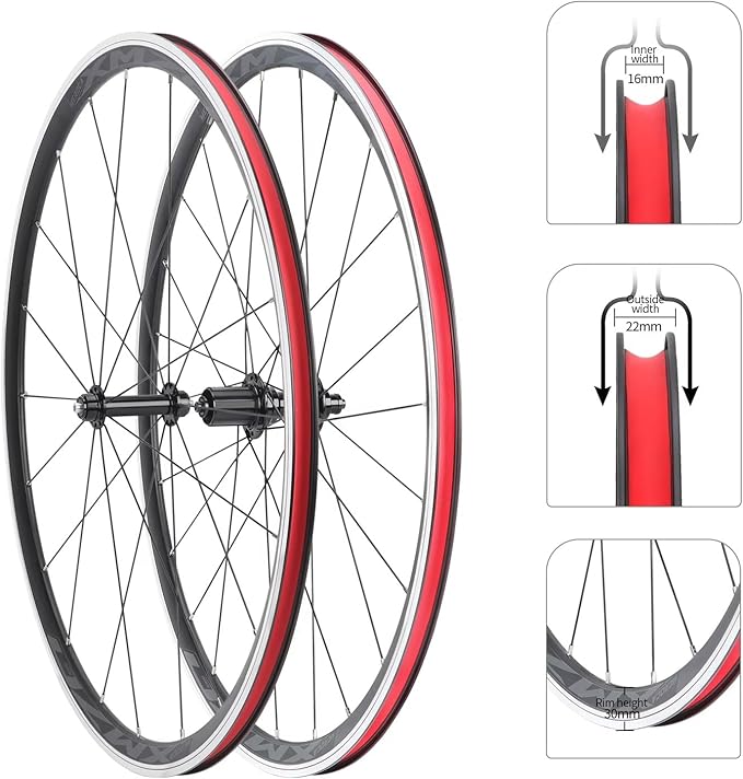 Bicycle Wheelset, 700C Aluminum Alloy Quick Release Road Bike Wheel, Rim Brake Front 2 Rear 4 Bearing Aerodynamic Racing Wheels