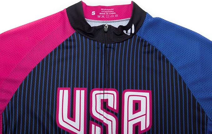 Lo.gas USA Cycling Jersey Men Short Sleeve Bike Biking Shirts American Flag Road Bicycle Clothing Full Zip with Pockets