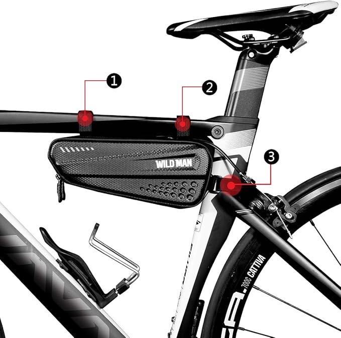 Bike Frame Bag, Waterproof Bicycle Bag Cycling Front Top Tube Pouch Pannier Bike Triangle Bag Front Saddle Frame Pouch for Outdoor MTB Road Mountain Bike Crossbar Storage Bags with Reflective Stripe