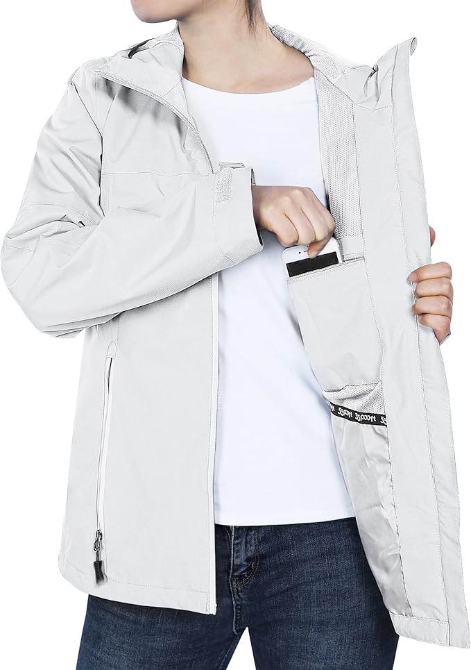 33,000ft Packable Rain Jacket Women Lightweight Waterproof Raincoat with Hood Cycling Bike Jacket Windbreaker