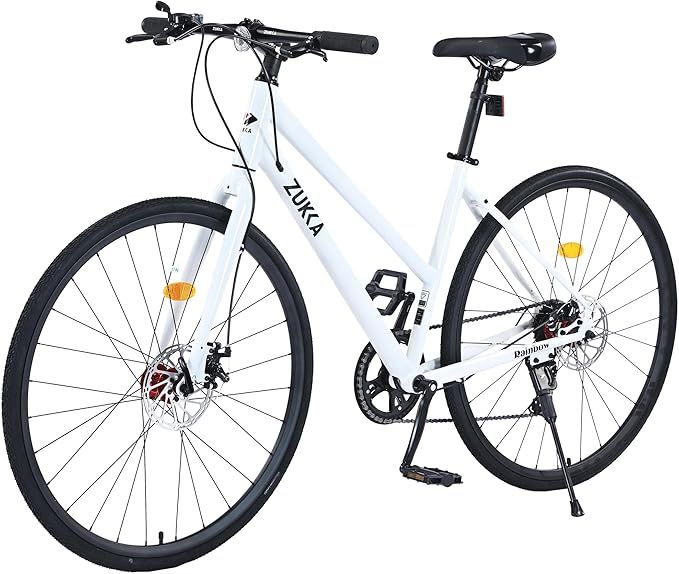 700C Wheel Road Commuter Bike, 700C Road Bike,7 Speeds Shifter, 7 speed Hybrid Road Bicycle with Light Aluminum Alloy Frame for Adult Men and Women，Heavy Duty Racing Bike Up to 330LBS，7 Colors