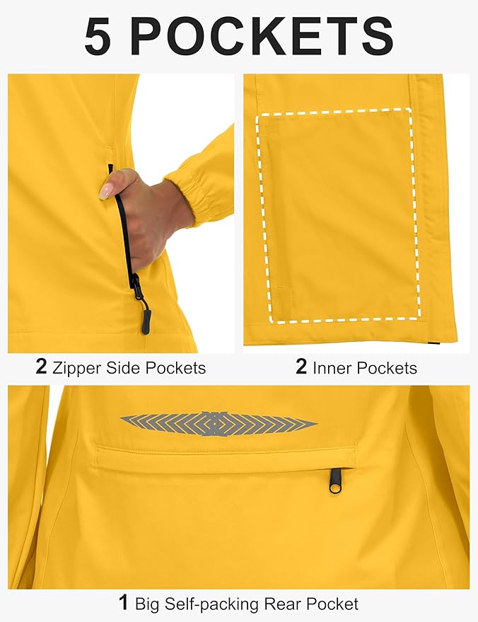 Little Donkey Andy Women's Lightweight Waterproof Cycling Jacket with Removable Sleeves for Biking Running Golf
