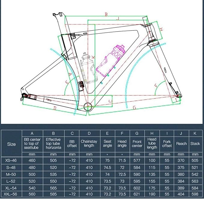 Lightweight Racing Road Bike Frameset 700c Carbon Disc Brake Frame 46/48/50/52/54/56cm Internal Routing Frame Thru Axle