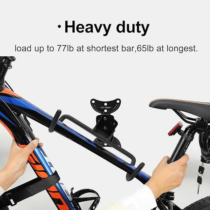 Bike Wall Mount,Heavy Duty Bike Hanger, Mounted Bike Hook for Garage Wall,Horizontal Bike Rack for MTB,Road And Hybrid Bikes Storage,Thicker Metal With Rubber Coating.(Adjustable*2 Pack)