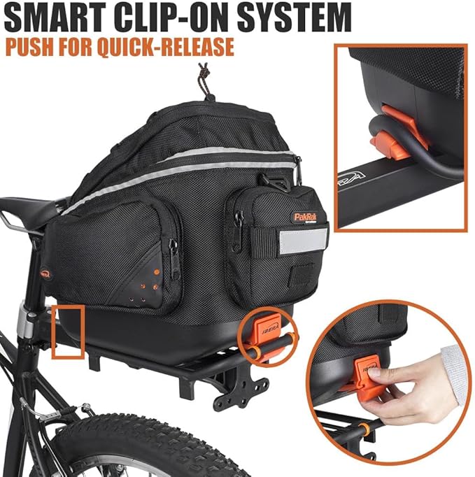 Ibera PakRak Quick-Release Mini Commuter Bike Trunk Bag and Seat-Post Bicycle Carrier Rack Combo