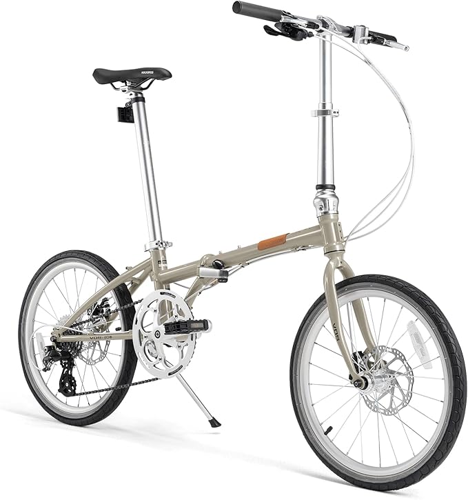 ROCKBROS VDS 20 Inch for Adults, 26lb Lightweight Foldable Bike for Women & Men, Shimano 8-Speed Adult Folding Bicycle with Disc Brakes, Portable Commuter City Bike