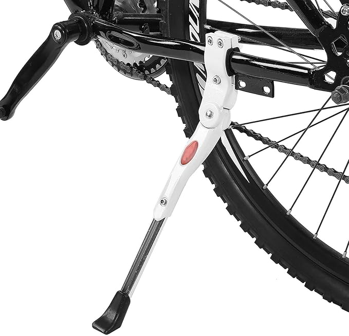 Adjustable Bike Kickstand Aluminum Alloy Cycling Kick Stand Rear Side NonSlip Stand Fits for 16 20 24 26 Mountain Bike/Road Bike/Folding Bikes (White)(White) raleigh scout