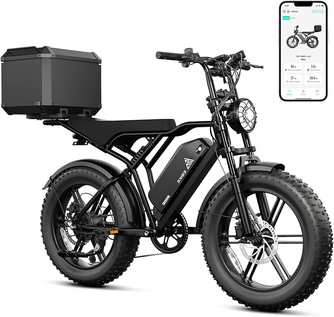 TST Electric Bike for Adults, 1500W Peak Motor 28 MPH 60/100 Miles Fat Tire Ebike with 48V 15Ah/25Ah Removable Battery 20" Electric Dirt Bike Full Suspension and 7-Speed