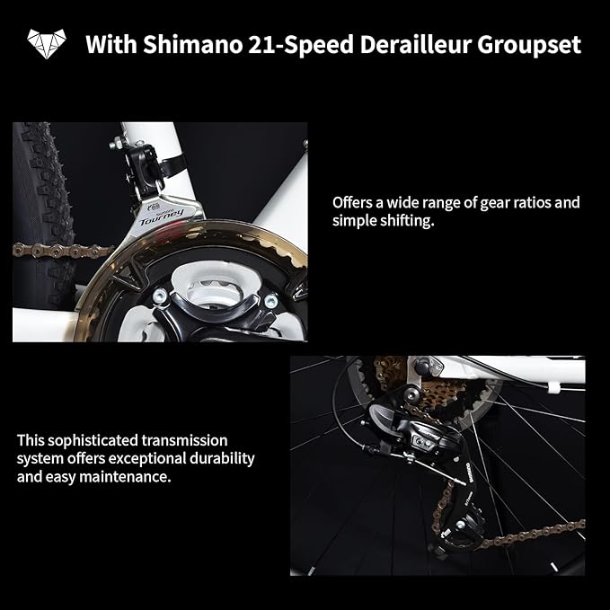 TRIFOX 26 Inch Aluminum Mountain Bike with Shimano 21-Speed,Aircraft-Grade Aluminum Frame,Dual Disc Brakes,15/17 Inch Internal Cable Routing Frame for Men Women Boys Girls