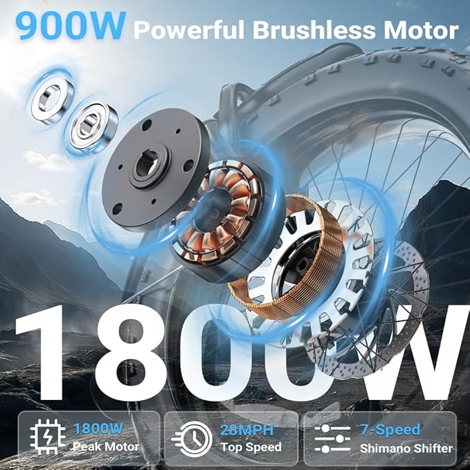 1300W/1800W Folding Electric Bike for Adults, 75-86 Miles PAS Range, 52V 13Ah/18.2Ah Removable Battery, 20" Fat Tire Electric Bicycle, 20MPH 7-Speed Commuter Ebike, Max 330LBS, UL2849 Certified