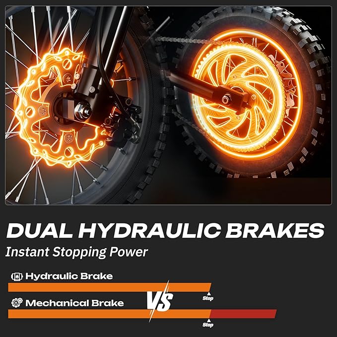 RS5 Electric Dirt Bike, 2200W 37MPH Electric Motorcycle, 48V/22.5Ah Battery Ebike, Full-Suspension Off-Road Mountain E Dirt Bike, Dual Hydraulic Brakes