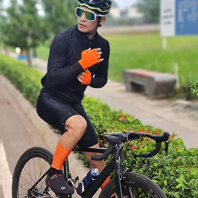Mens Compression Socks Anti Slip Silicone Aero Socks White Line Men Bicycle Sport Running Socks
