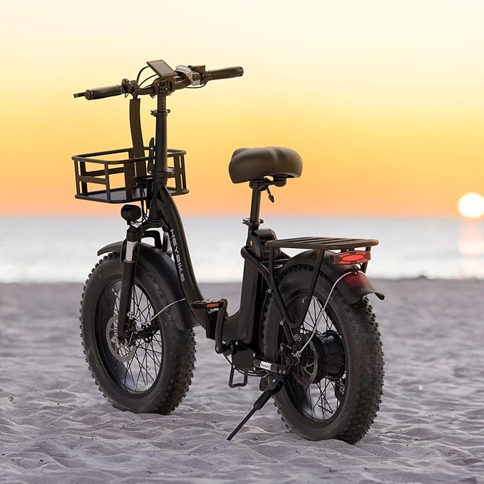 Heybike Ranger 2.0 Foldable Electric Bike for Adults, 20"×4 Fat Tire Ebike with 1400W Peak Motor, 28 MPH Max Speed, 600Wh Removable Battery, Up to 65 Miles Range, Front Suspension Step-Thru E Bike