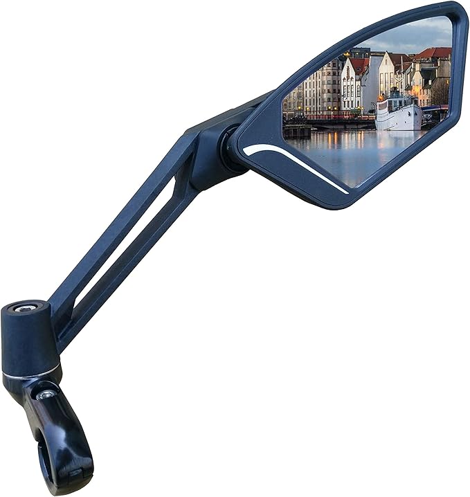 MEACHOW New Scratch Resistant Glass Lens,Handlebar Bike Mirror, Adjustable Safe Rearview Mirror, Bicycle Mirror,ME-003
