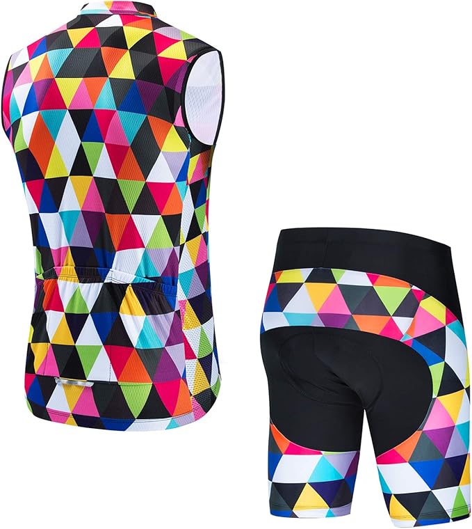 Weimostar Men's Cycling Jersey Short Sleeve Bike Clothing Multicolored Diamond