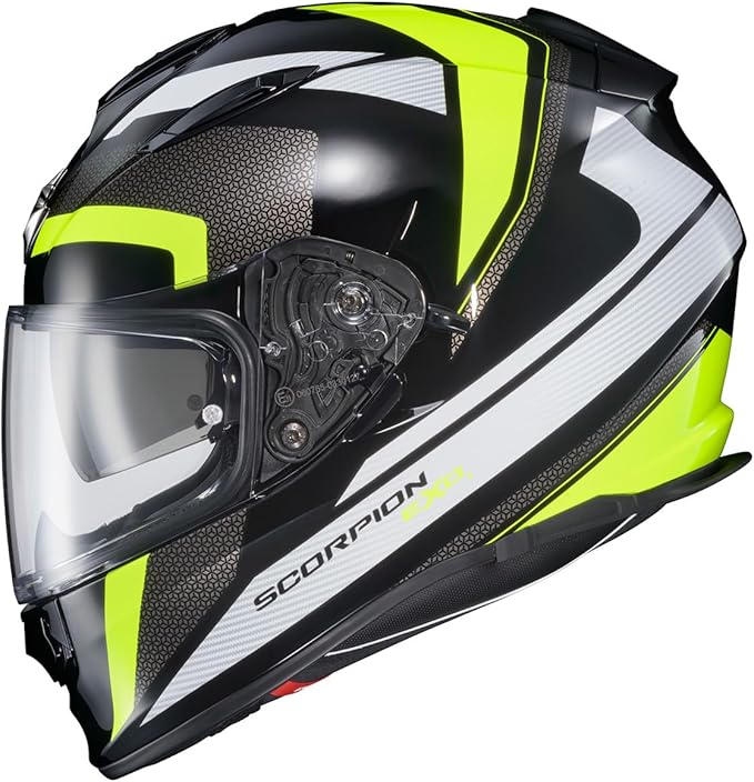 ScorpionEXO Ryzer Full Face Motorcycle Helmet with Pinlock Ready Shield with Integrated Speaker Pockets DOT ECE Approved Evolution (Hi-Viz - 2X-Large)