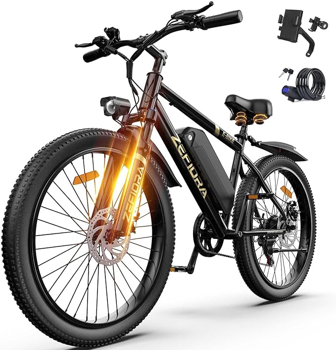 Electric Bike for Adults, 1500W Peak Mountain Ebike, 20 MPH, 7 Speeds, 48V Removable Battery, 26" Ebike for Commute